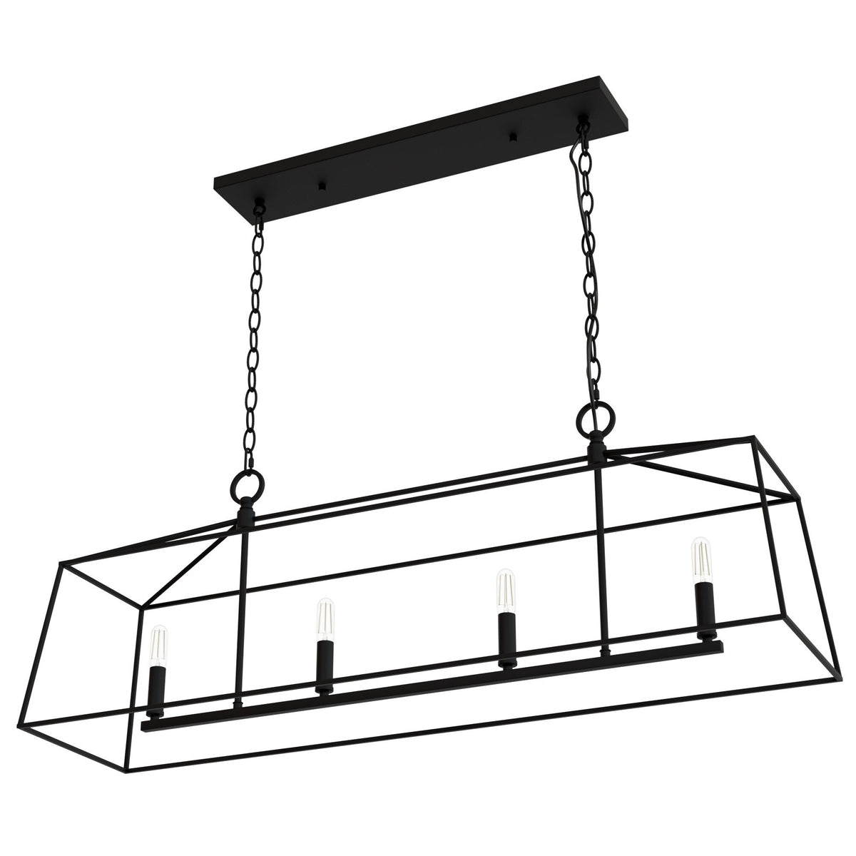 Hunter Fair Oaks 4-Light Matte Black TransitionalCage Chandelier