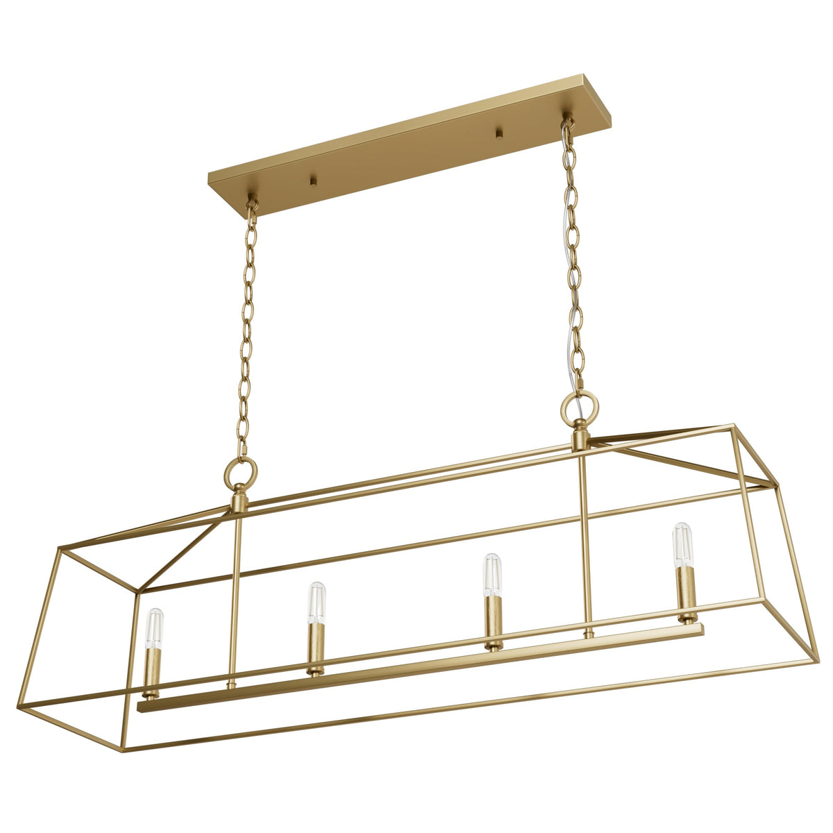 Hunter Fair Oaks 4-Light Satin Gold TransitionalCage Chandelier