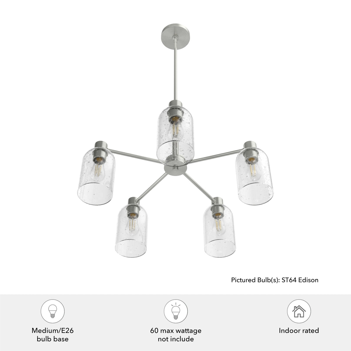 Hunter Lochemeade 5-Light Brushed Nickel Transitional Led Chandelier