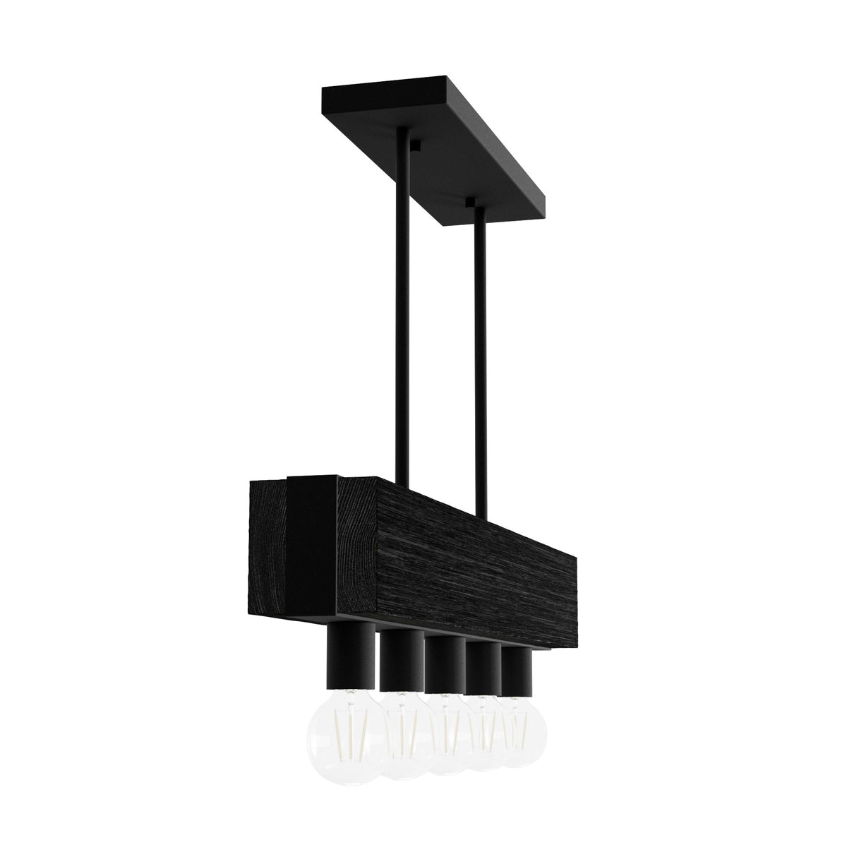 Hunter Donelson 5-Light Satin Black RusticBare Bulb Chandelier