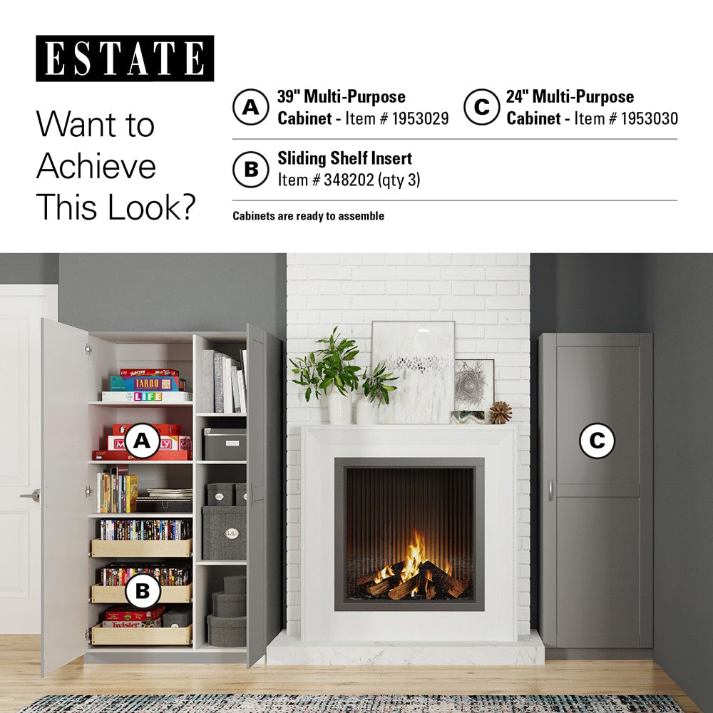 Estate 23.75-in W x 70.375-in H Wood Composite Gray Wall-mount Utility Storage Cabinet