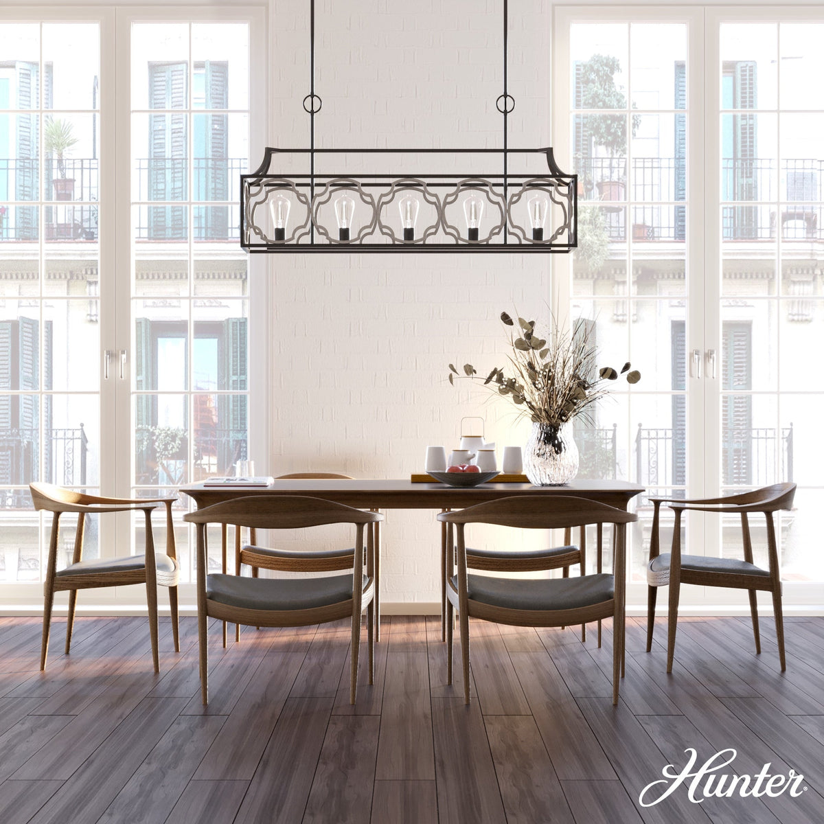 Hunter Stone Creek 5-Light Matte Bronze Transitional Led Bare Bulb Chandelier