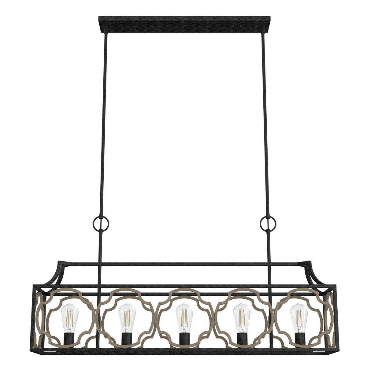 Hunter Stone Creek 5-Light Matte Black Transitional Led Bare Bulb Chandelier