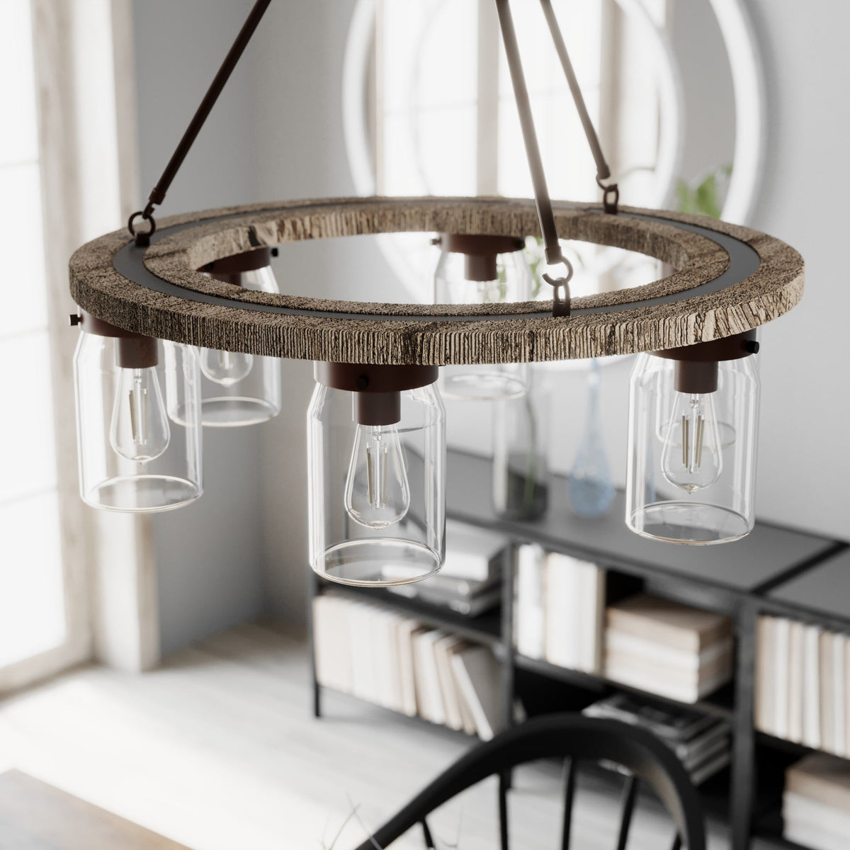 Hunter Devon Park 6-Light Matte Brown Farmhouse Led Chandelier