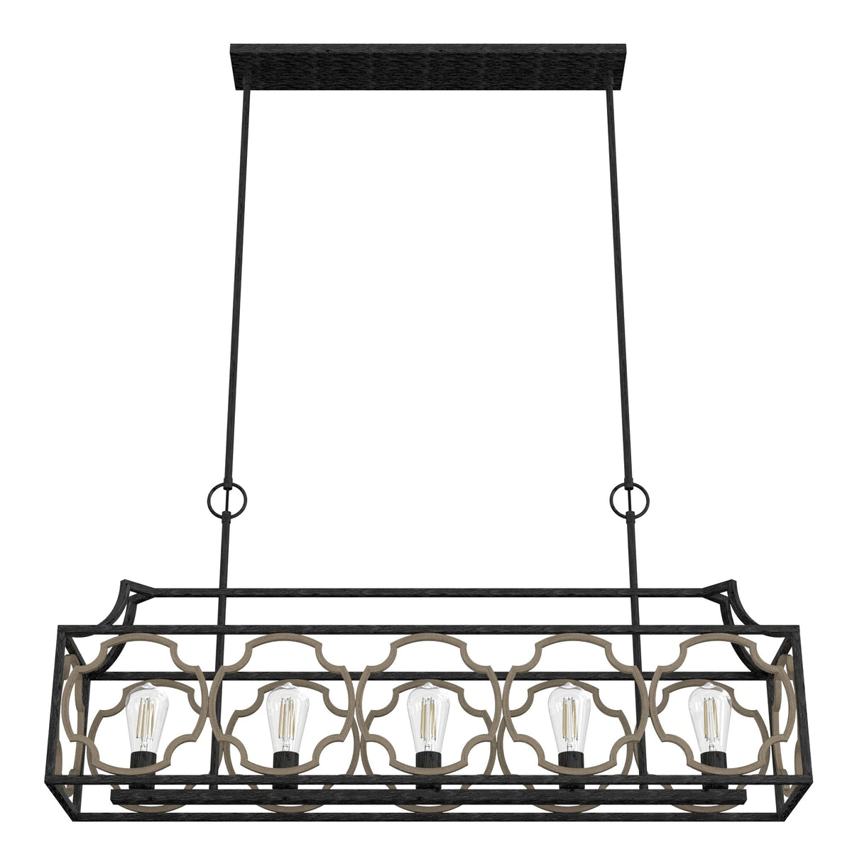 Hunter Stone Creek 5-Light Matte Black Transitional Led Bare Bulb Chandelier