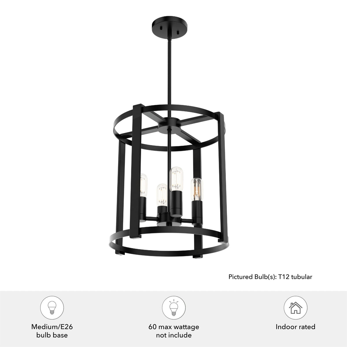 Hunter Astwood 4-Light Matte Black Transitional Led Chandelier