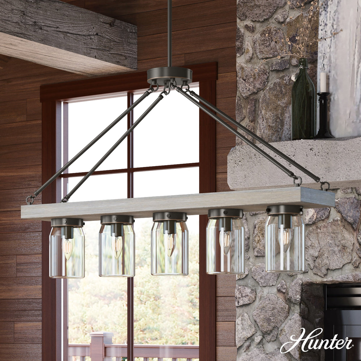 Hunter Devon Park 5-Light Matte Bronze Farmhouse Led Chandelier