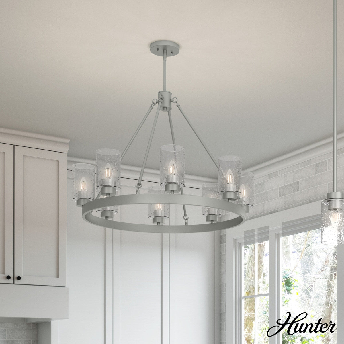 Hunter Hartland 8-Light Matte Gray Transitional Led Chandelier