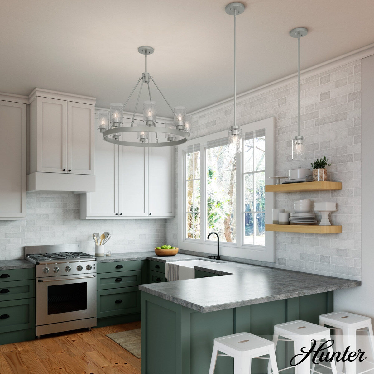 Hunter Hartland 8-Light Matte Gray Transitional Led Chandelier