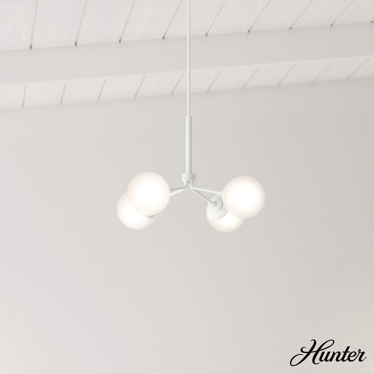 Hunter Hepburn 4-Light Matte White Glam Led Chandelier