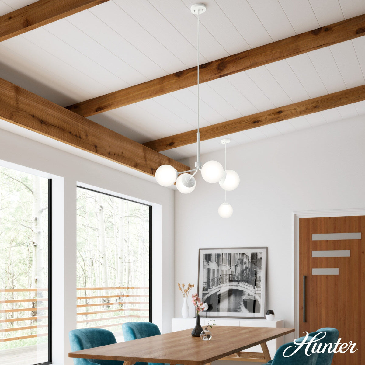 Hunter Hepburn 4-Light Matte White Glam Led Chandelier