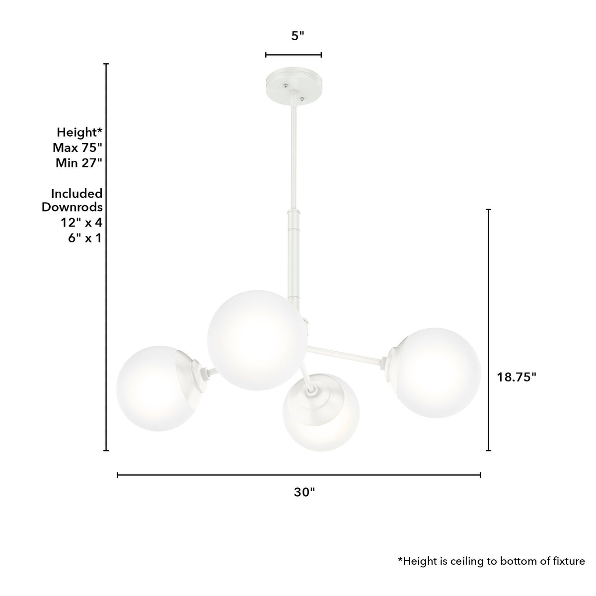 Hunter Hepburn 4-Light Matte White Glam Led Chandelier