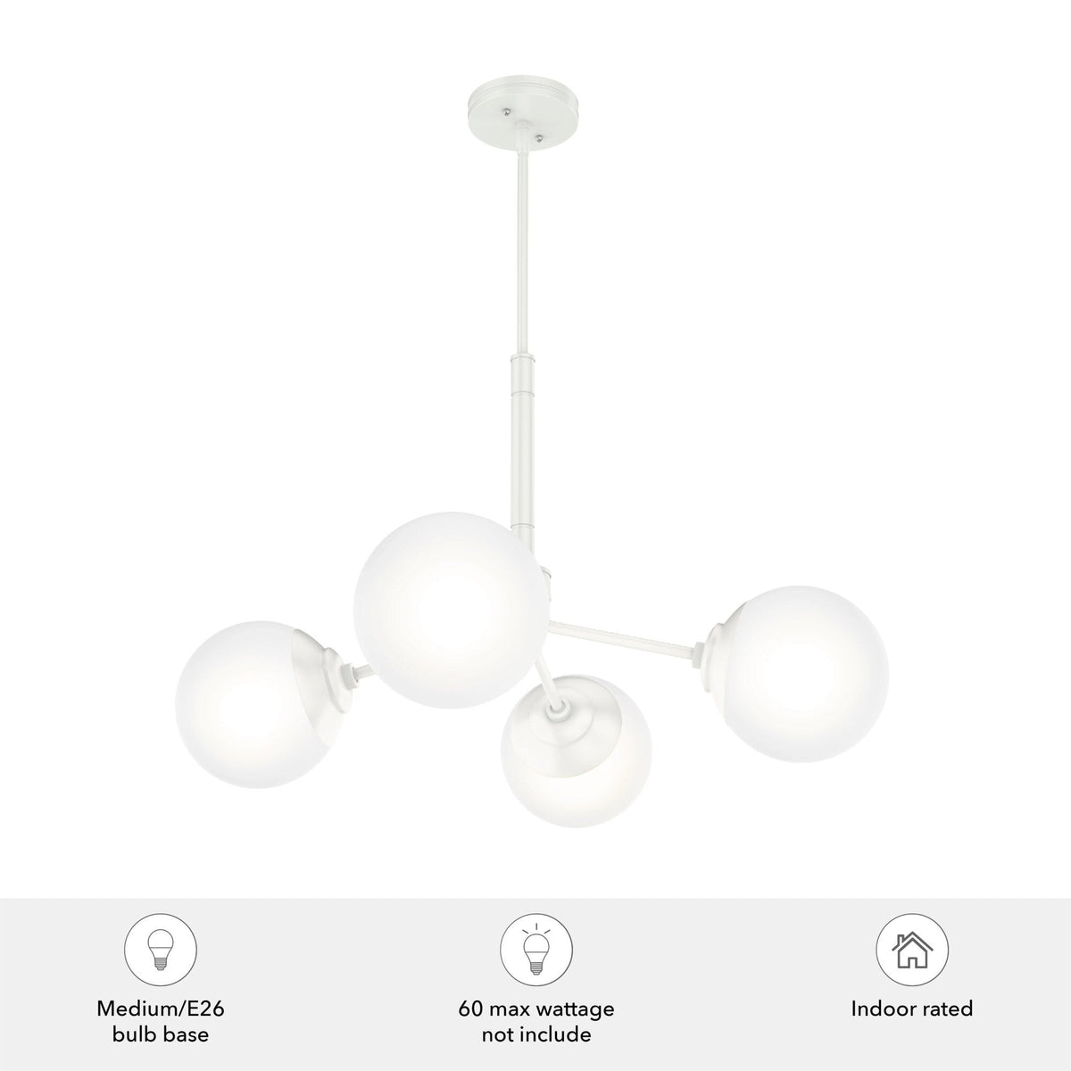Hunter Hepburn 4-Light Matte White Glam Led Chandelier