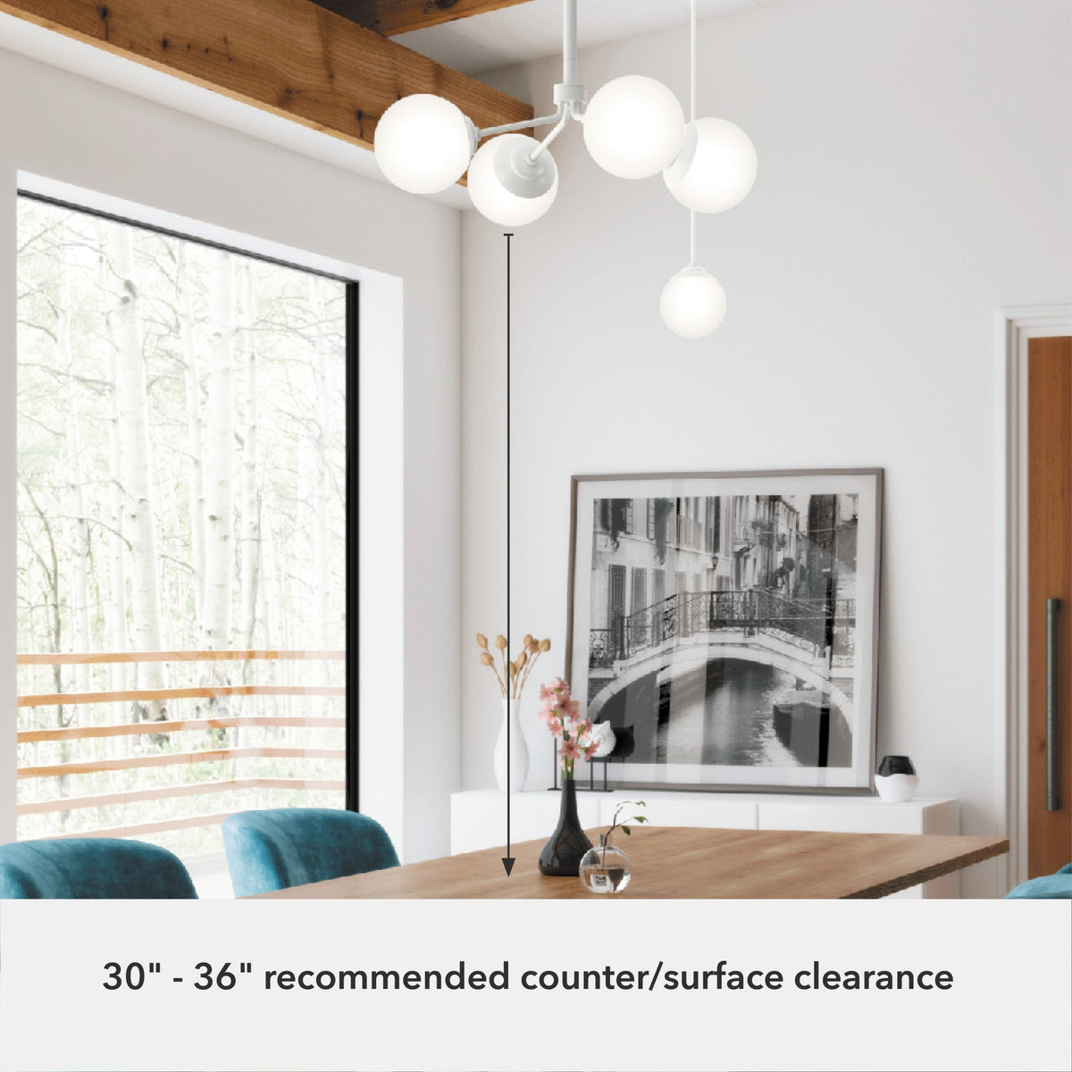 Hunter Hepburn 4-Light Matte White Glam Led Chandelier