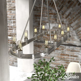 Hunter Saddlewood 10-Light Brushed Nickel Transitional Led Bare Bulb Chandelier