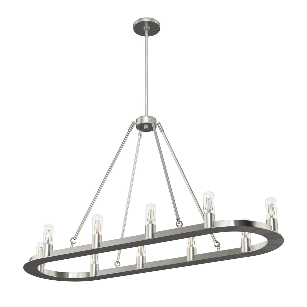 Hunter Saddlewood 10-Light Brushed Nickel Transitional Led Bare Bulb Chandelier
