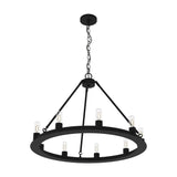 Hunter Saddlewood 9-Light Matte Black Transitional Led Chandelier
