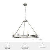 Hunter Saddlewood 9-Light Brushed Nickel Transitional Led Bare Bulb Chandelier