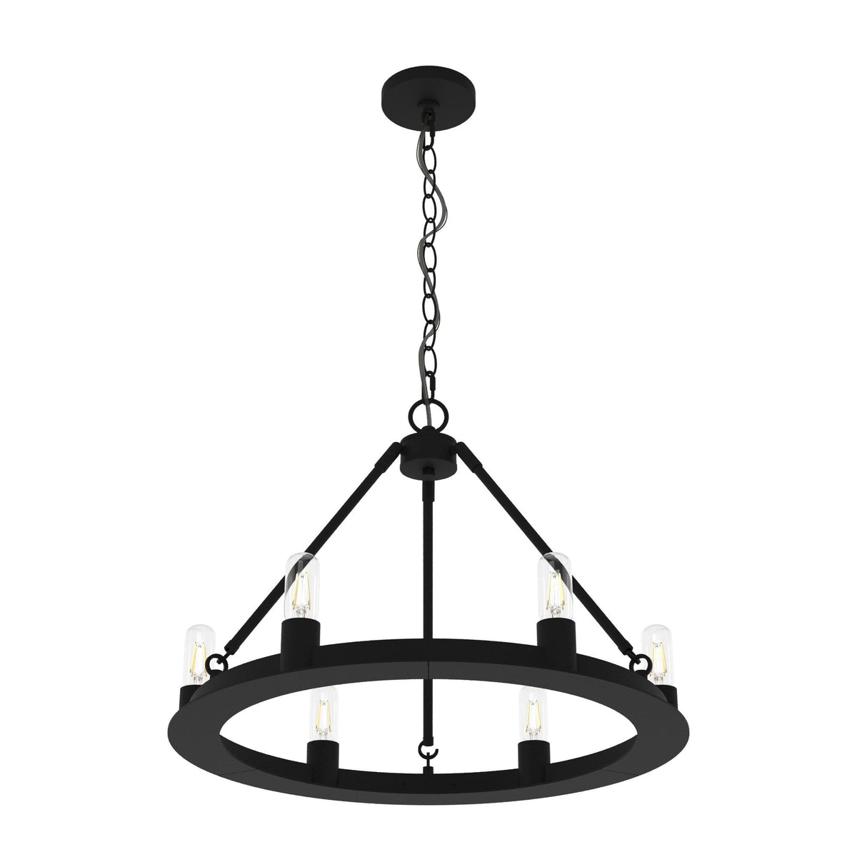Hunter Saddlewood 6-Light Matte Black Transitional Led Chandelier