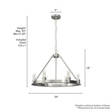 Hunter Saddlewood 6-Light Brushed Nickel Transitional Led Bare Bulb Chandelier