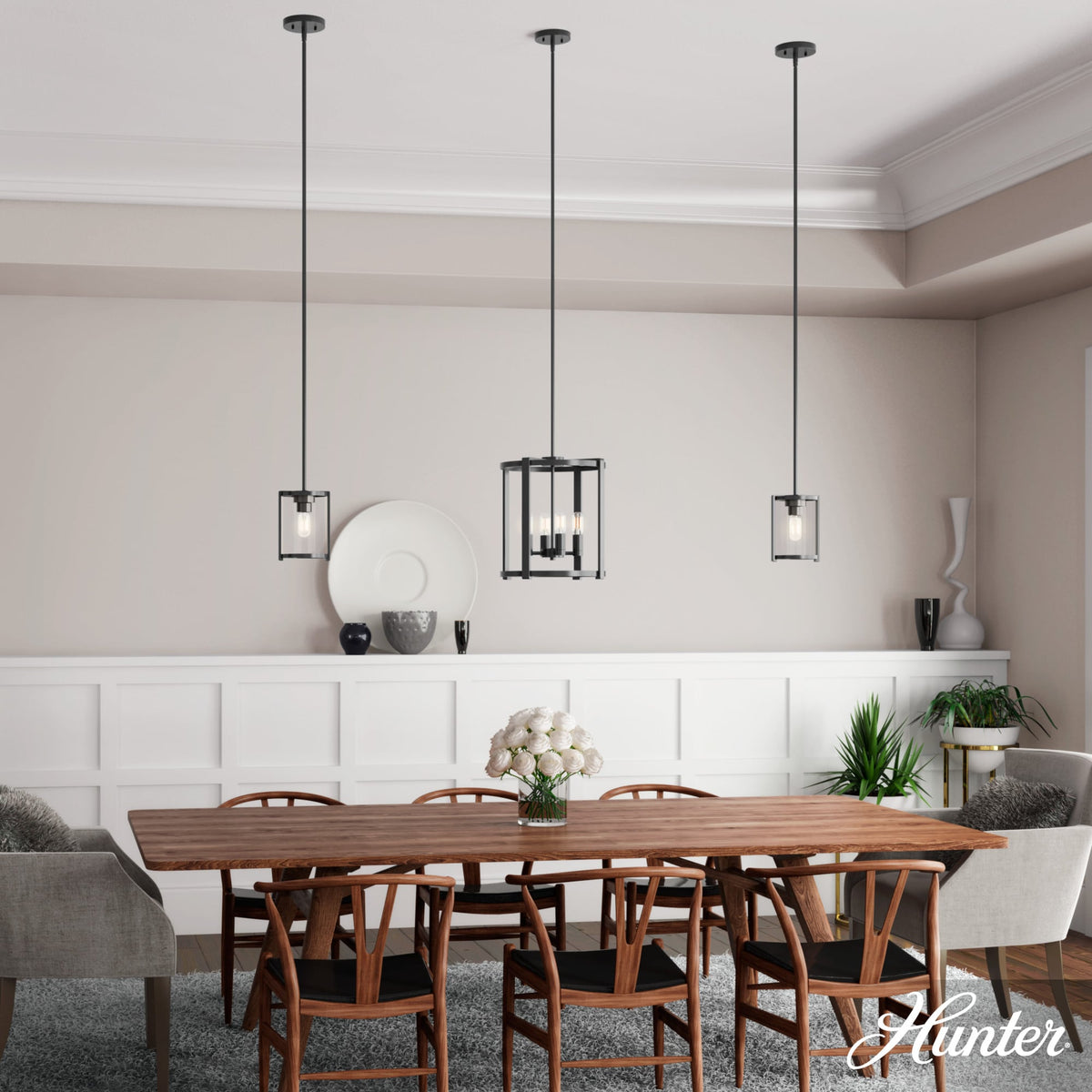 Hunter Astwood 4-Light Matte Black Transitional Led Chandelier