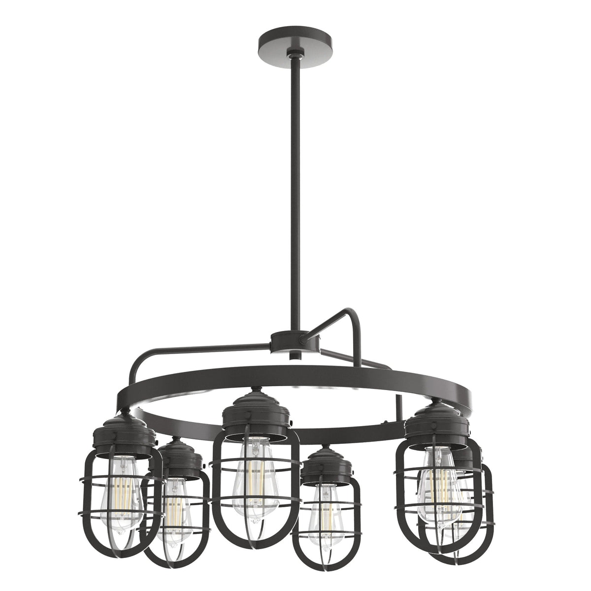 Hunter Starklake 6-Light Matte Bronze Industrial Led Cage Chandelier