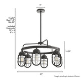 Hunter Starklake 6-Light Matte Bronze Industrial Led Cage Chandelier