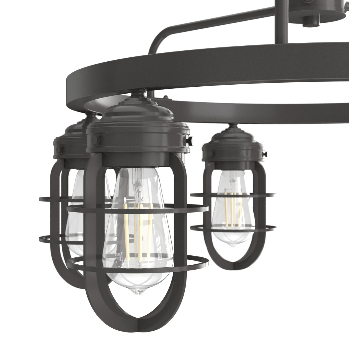 Hunter Starklake 6-Light Matte Bronze Industrial Led Cage Chandelier