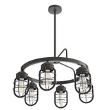 Hunter Starklake 6-Light Matte Bronze Industrial Led Cage Chandelier