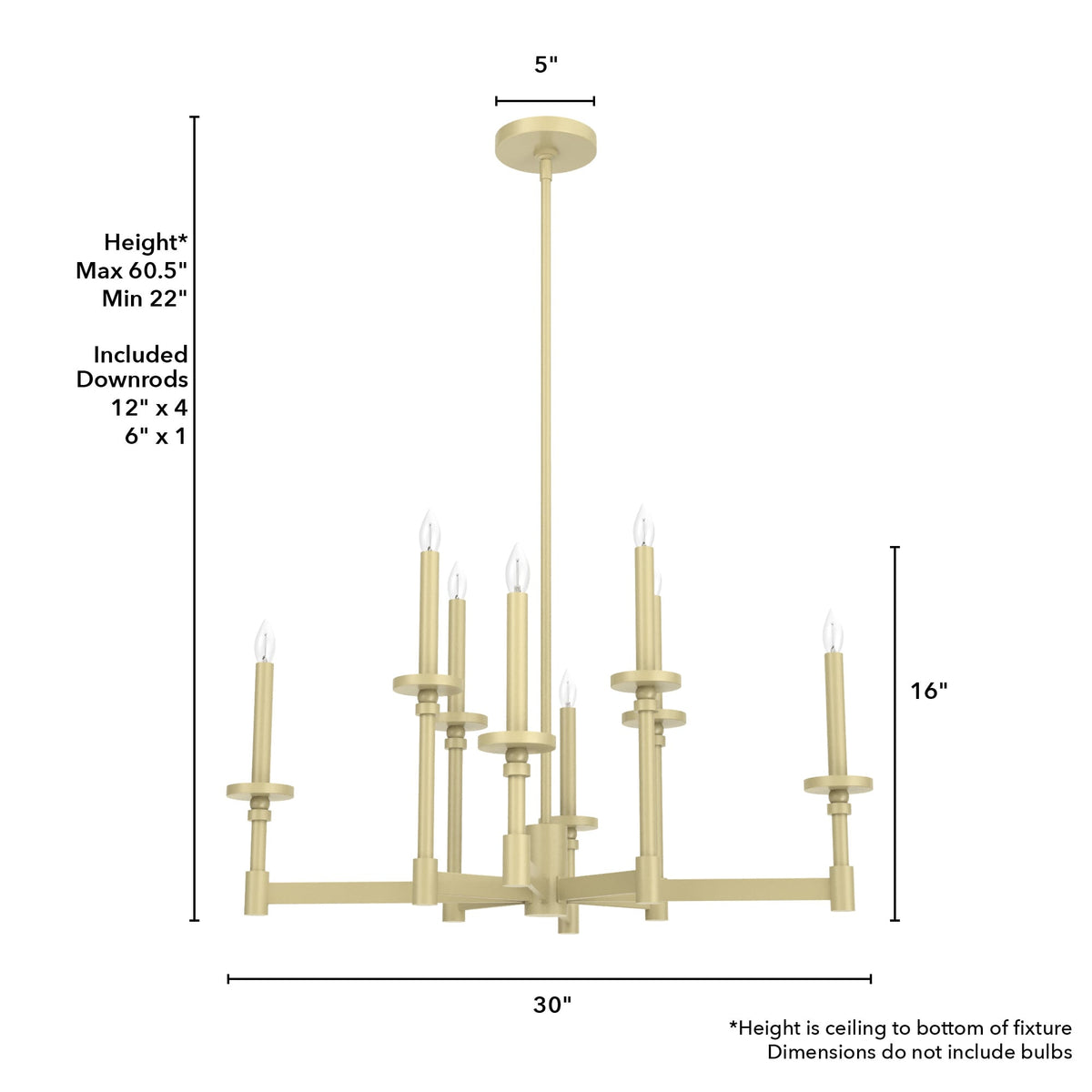 Hunter Briargrove 8-Light Matte Vintage Led Chandelier