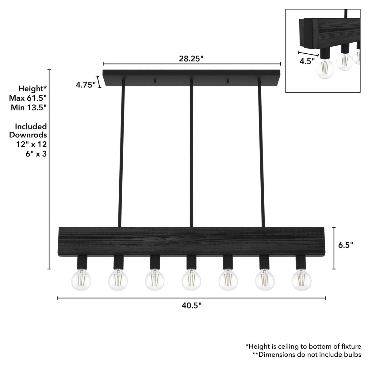 Hunter Donelson 7-Light Matte Black Transitional Led Chandelier