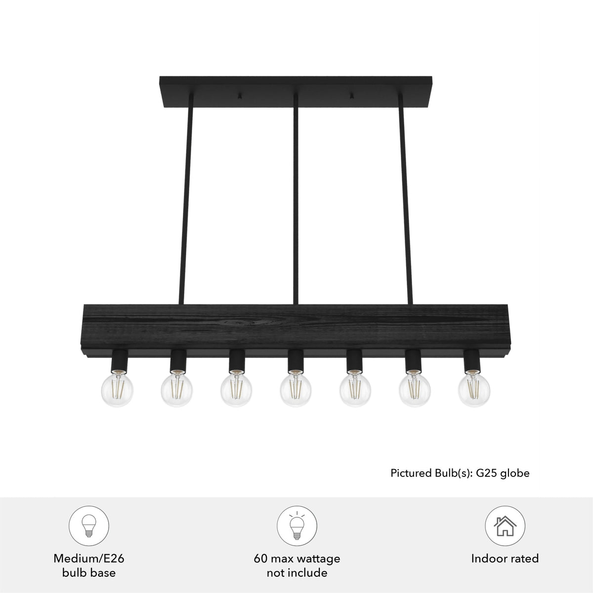 Hunter Donelson 7-Light Matte Black Transitional Led Chandelier