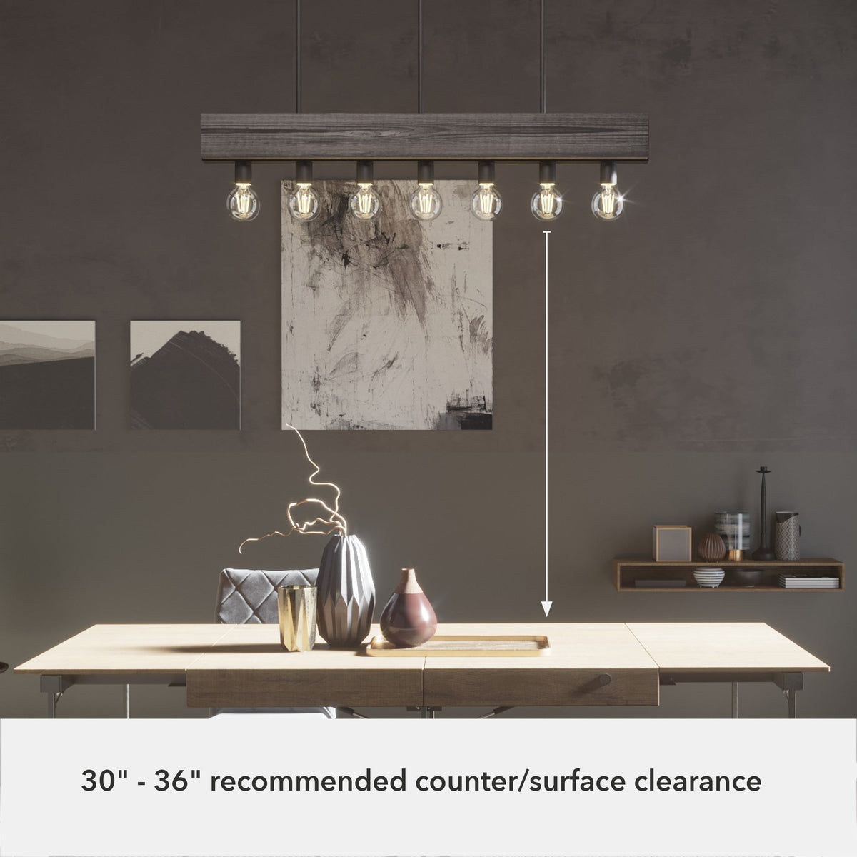 Hunter Donelson 7-Light Matte Black Transitional Led Chandelier