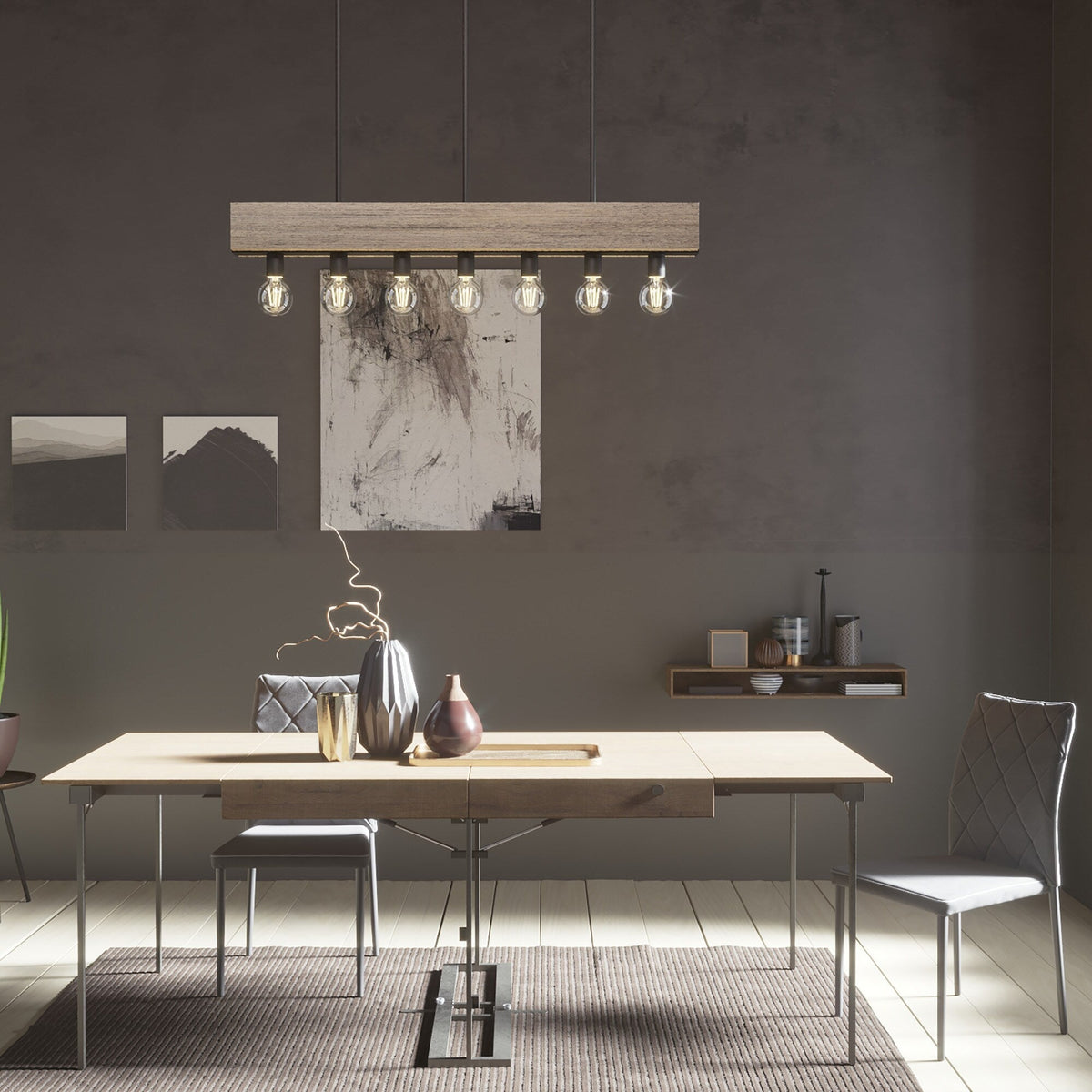 Hunter Donelson 7-Light Matte Brown Transitional Led Chandelier