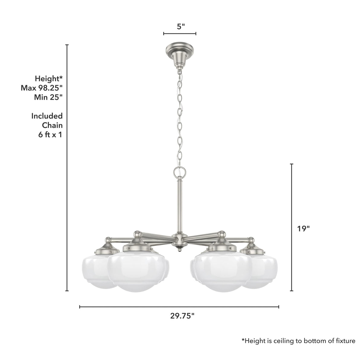 Hunter Saddle Creek 6-Light Brushed Nickel Transitional Led Chandelier