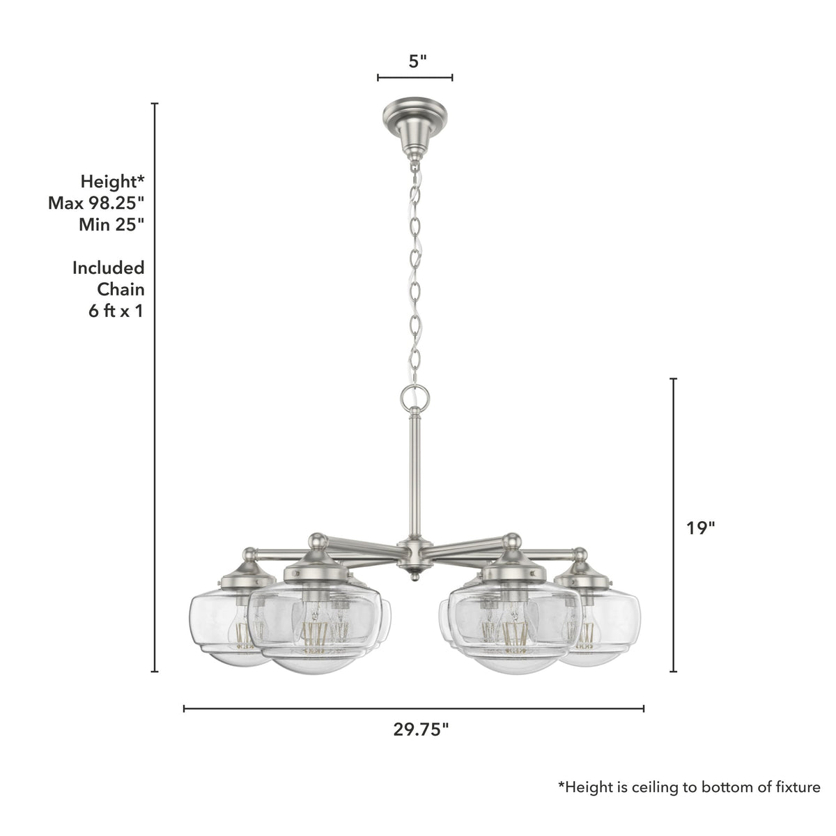 Hunter Saddle Creek 6-Light Brushed Nickel Transitional Led Chandelier