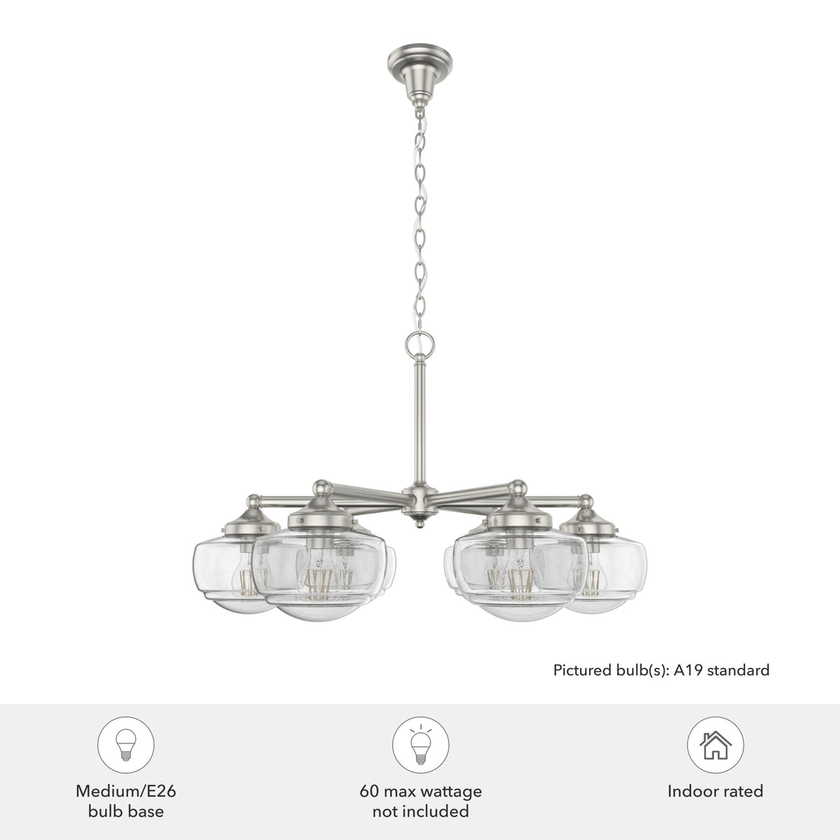 Hunter Saddle Creek 6-Light Brushed Nickel Transitional Led Chandelier