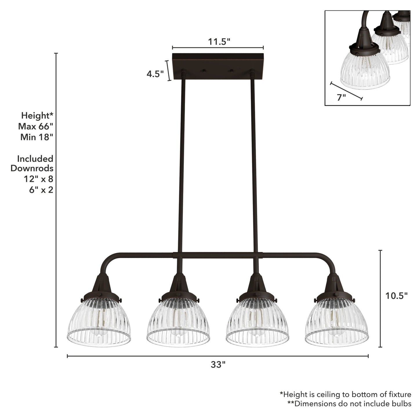 Hunter Cypress Grove 4-Light Matte Copper Transitional Led Crystal Chandelier