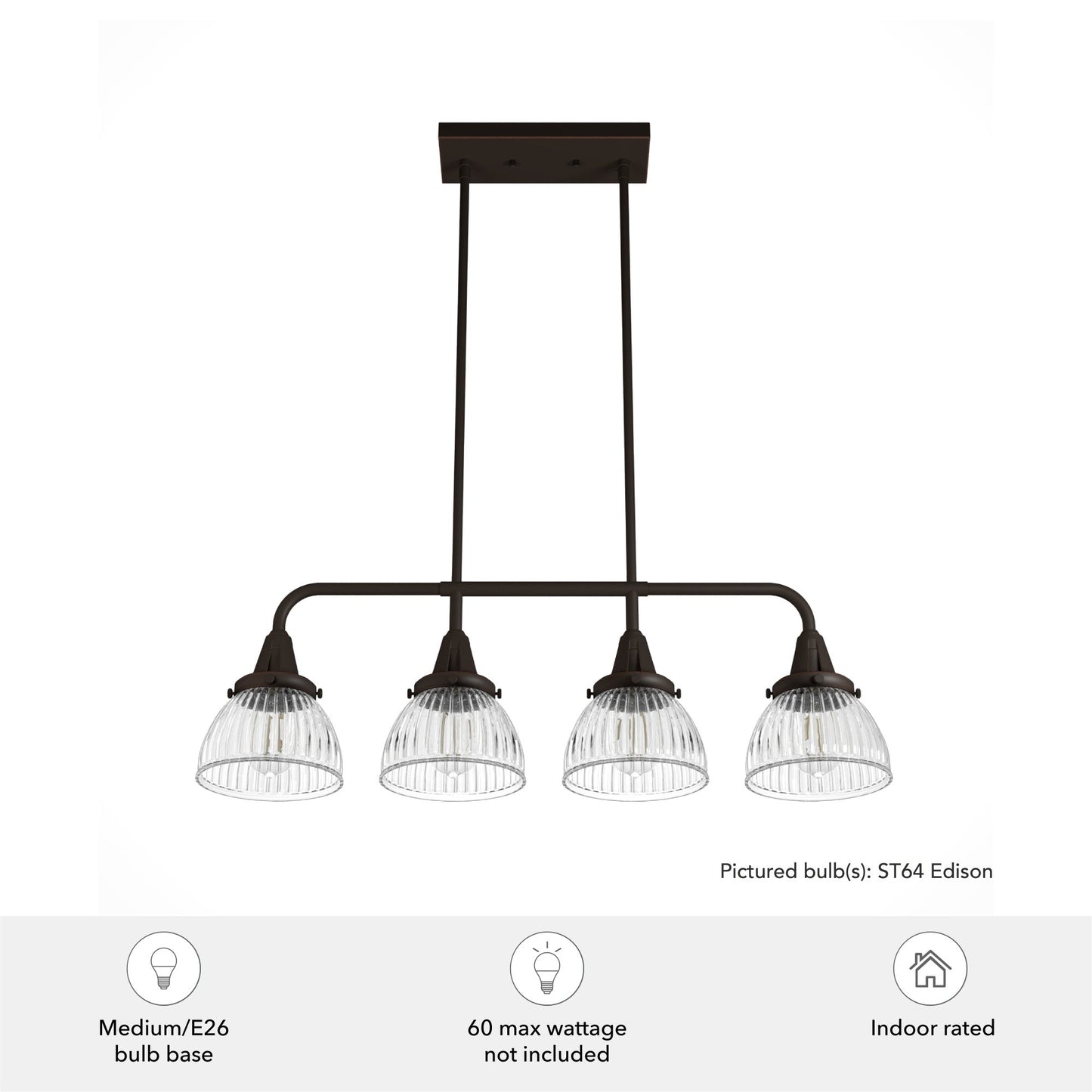 Hunter Cypress Grove 4-Light Matte Copper Transitional Led Crystal Chandelier
