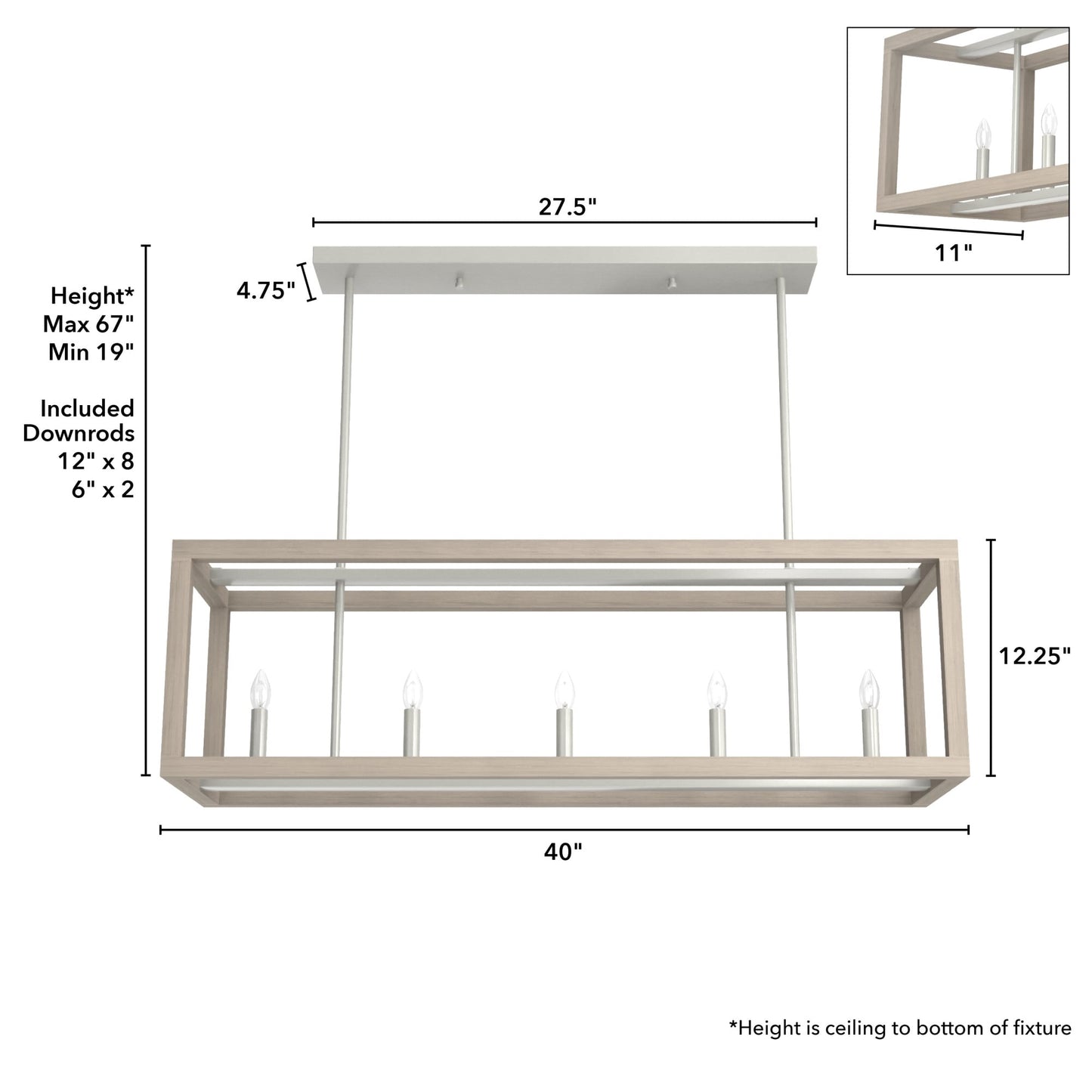 Hunter Squire Manor 5-Light Brushed Nickel Modern/Contemporary Led Chandelier