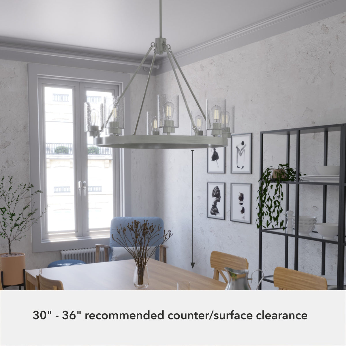 Hunter Hartland 8-Light Brushed Nickel Farmhouse Led Chandelier