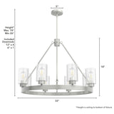 Hunter Hartland 8-Light Brushed Nickel Farmhouse Led Chandelier