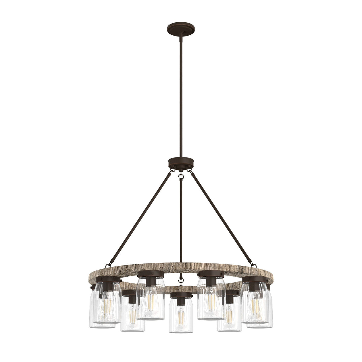 Hunter Devon Park 9-Light Matte Copper Farmhouse Led Crystal Chandelier