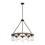 Hunter Devon Park 9-Light Matte Copper Farmhouse Led Crystal Chandelier