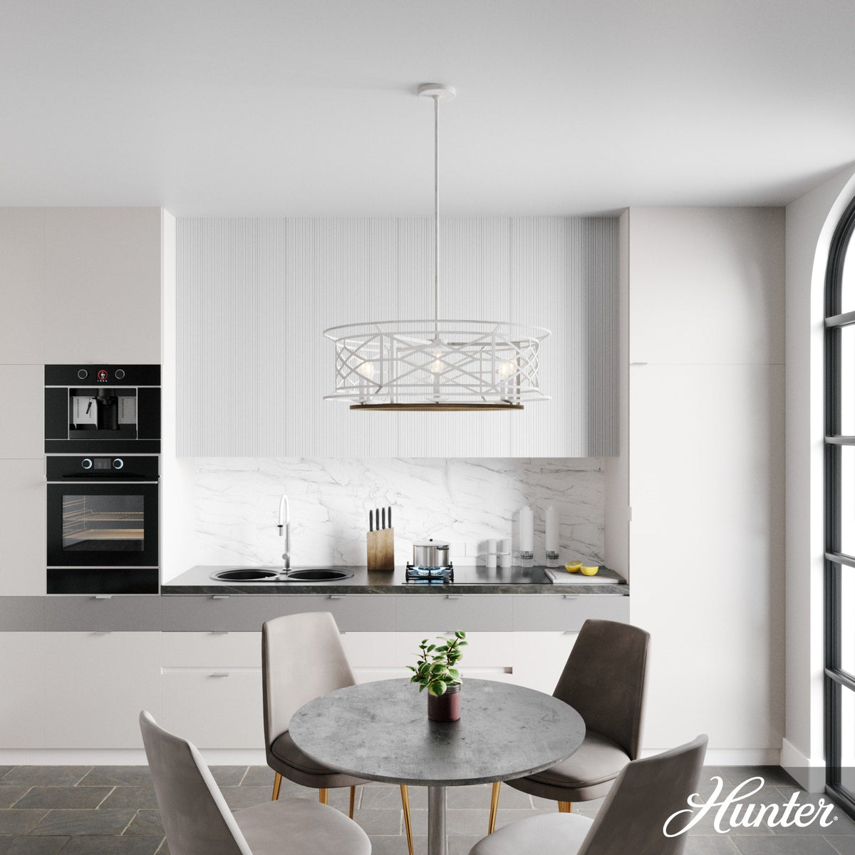 Hunter Langwood 6-Light Matte White Transitional Led Bare Bulb Chandelier