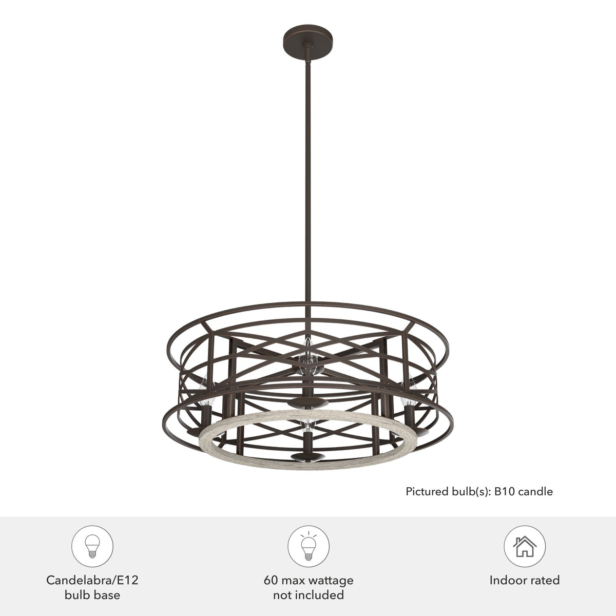 Hunter Langwood 4-Light Matte Copper Transitional Led Bare Bulb Chandelier