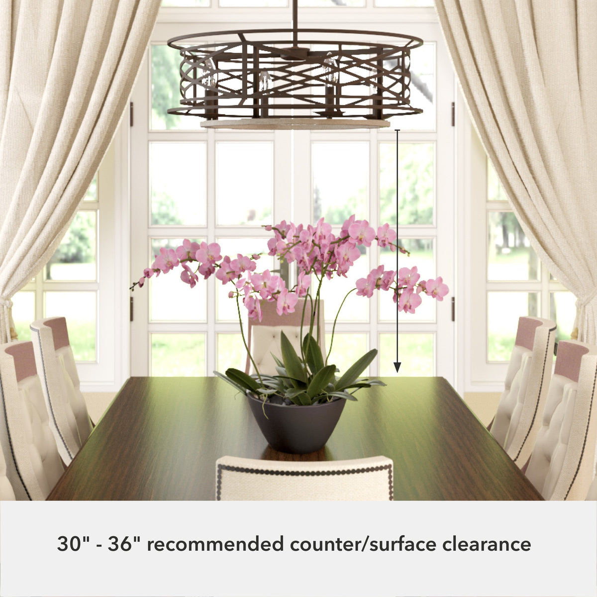 Hunter Langwood 4-Light Matte Copper Transitional Led Bare Bulb Chandelier