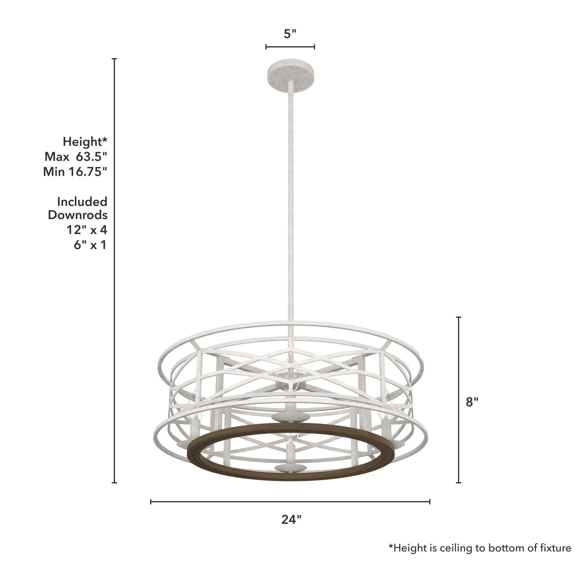 Hunter Langwood 4-Light Matte White Transitional Led Bare Bulb Chandelier