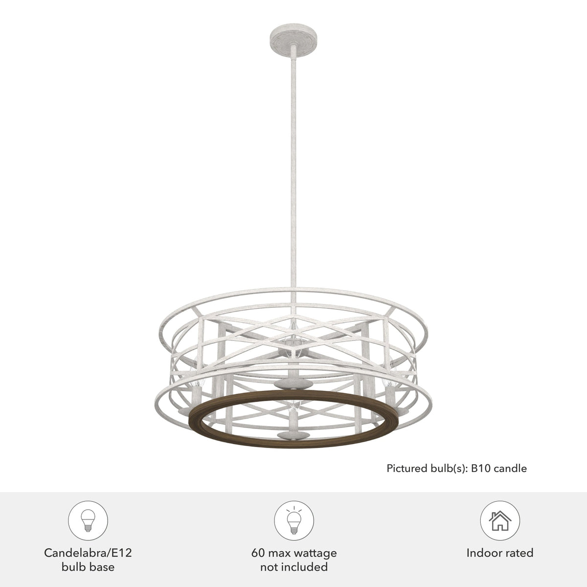 Hunter Langwood 4-Light Matte White Transitional Led Bare Bulb Chandelier
