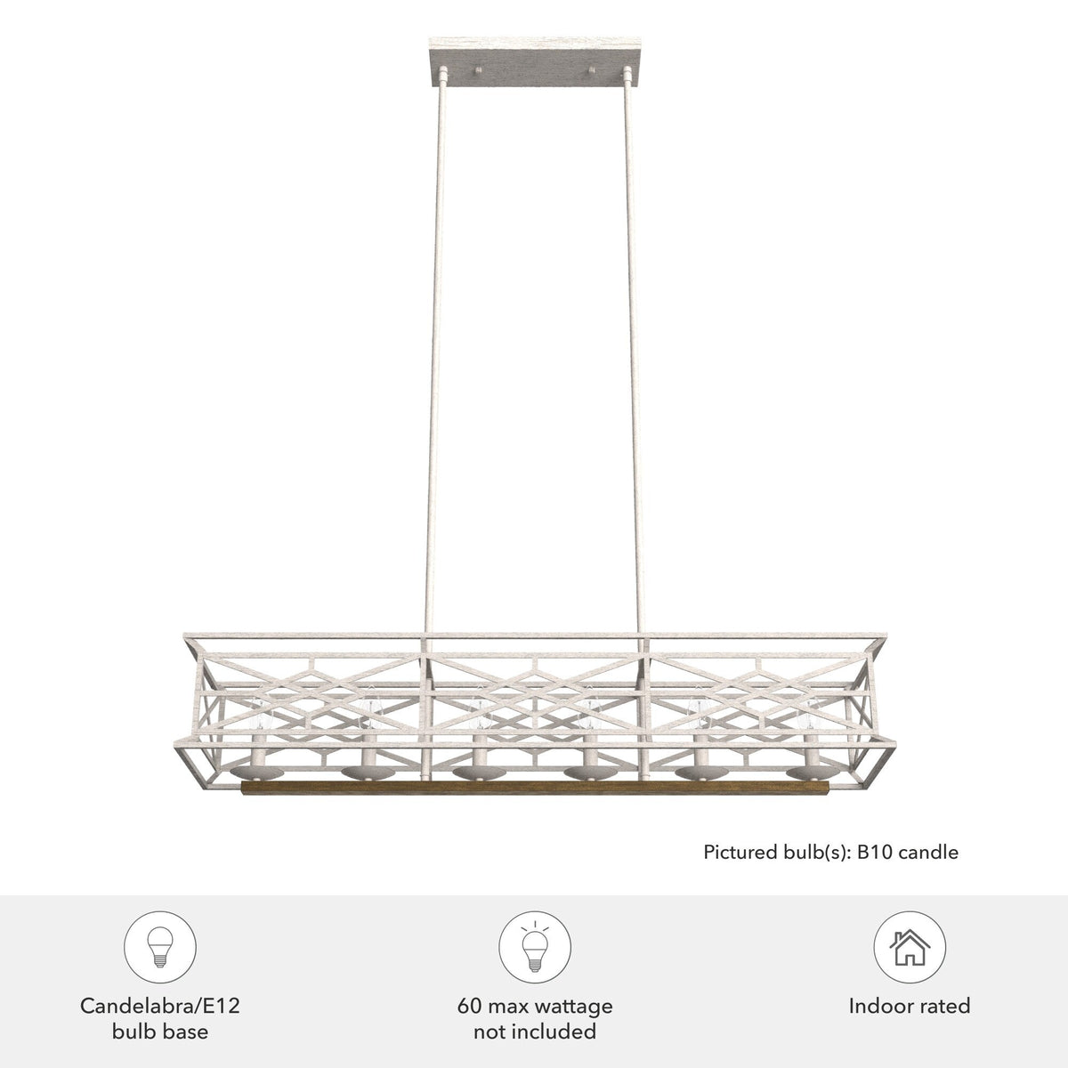 Hunter Langwood 6-Light Matte White Transitional Led Bare Bulb Chandelier